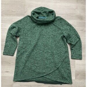 Lands End Sweater Tunic turtleneck Pullover Women 1X Green marled 16W-18W